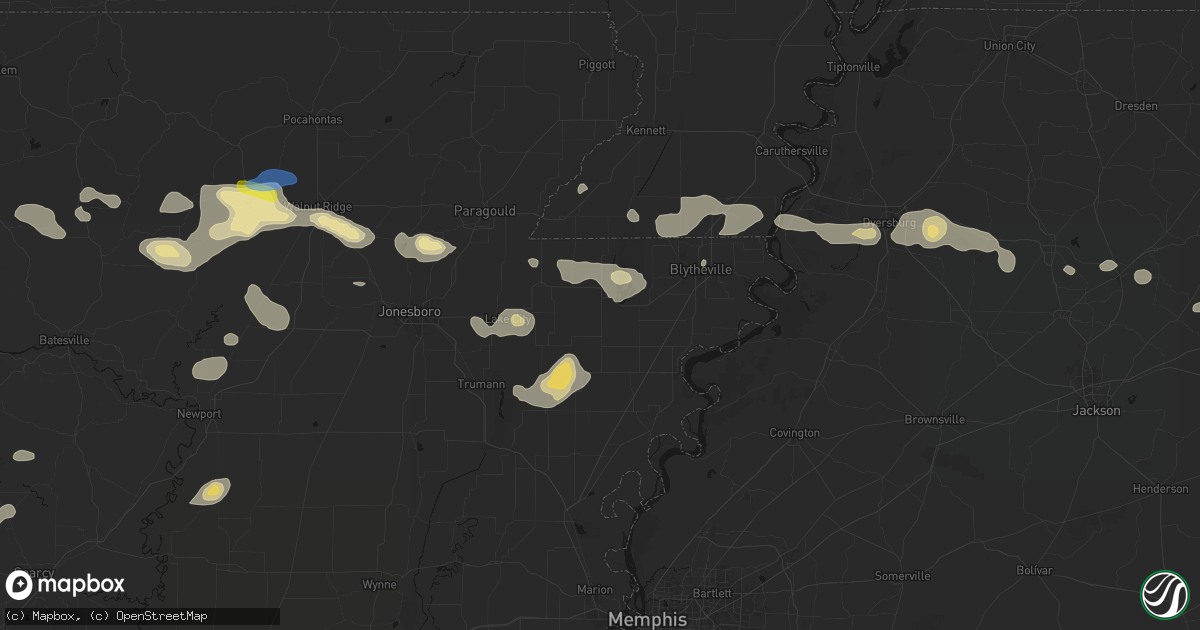 Hail map in Manila, AR on July 11, 2026