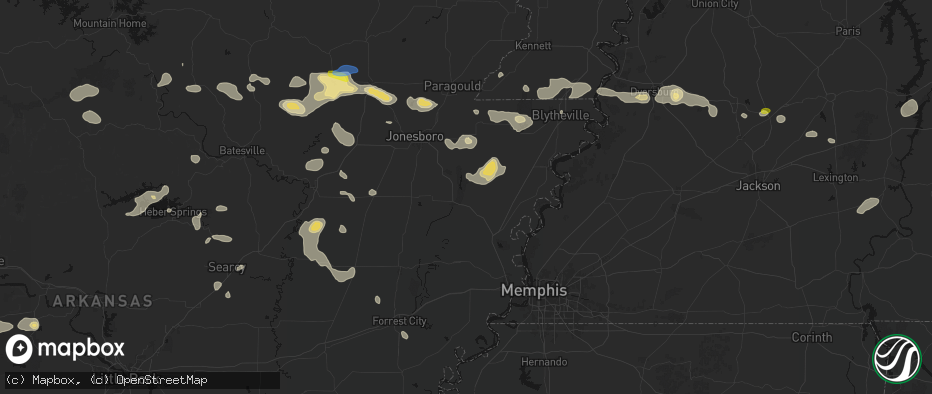 Hail map in Marked Tree, AR on July 11, 2026