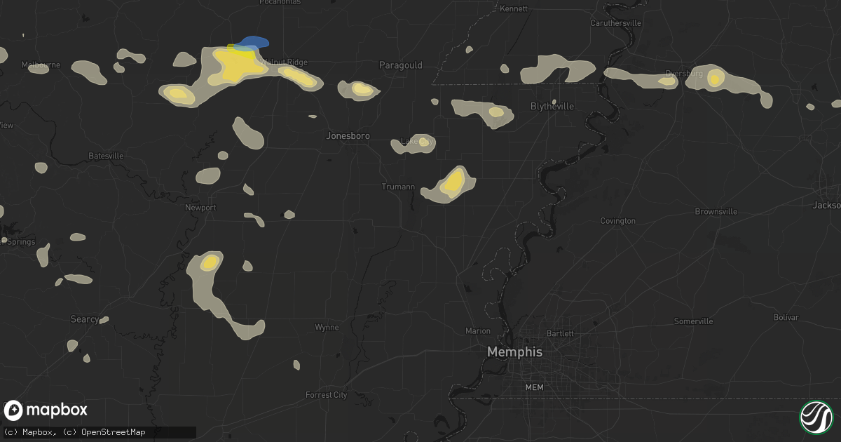 Hail map in Marked Tree, AR on July 11, 2026
