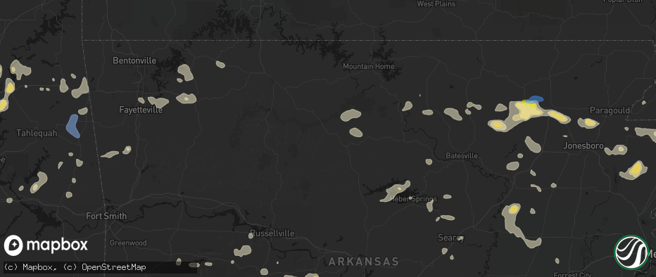 Hail map in Marshall, AR on July 11, 2026