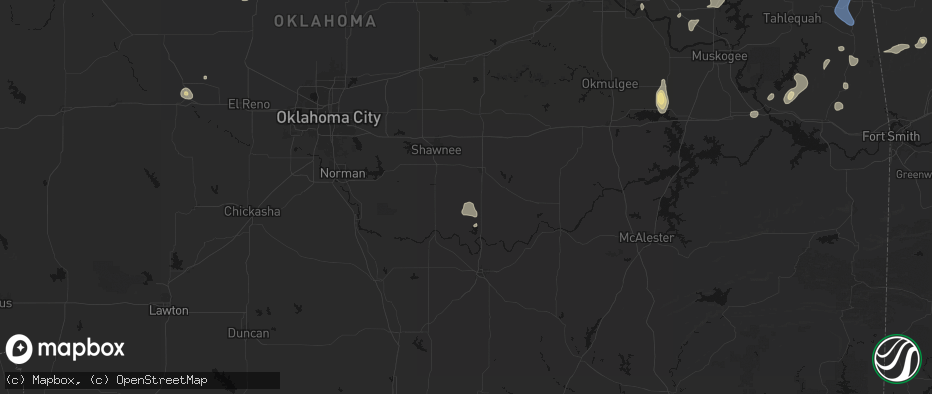 Hail map in Maud, OK on July 11, 2026