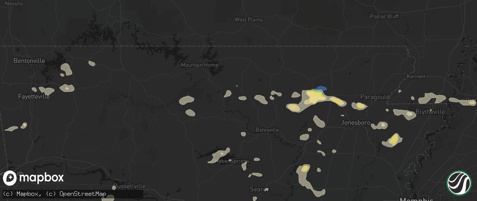 Hail map in Melbourne, AR on July 11, 2026