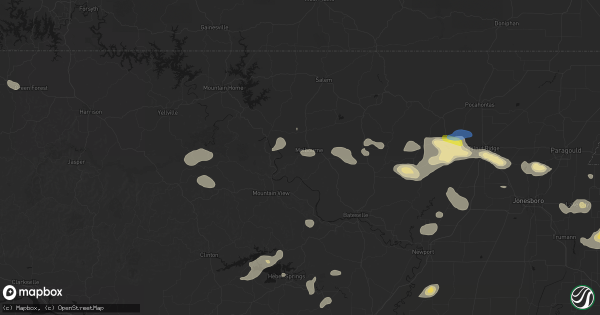 Hail map in Melbourne, AR on July 11, 2026