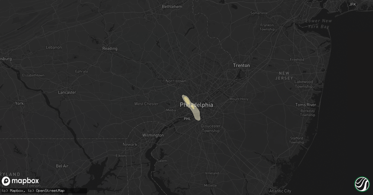 Hail map in Merion Station, PA on July 11, 2026
