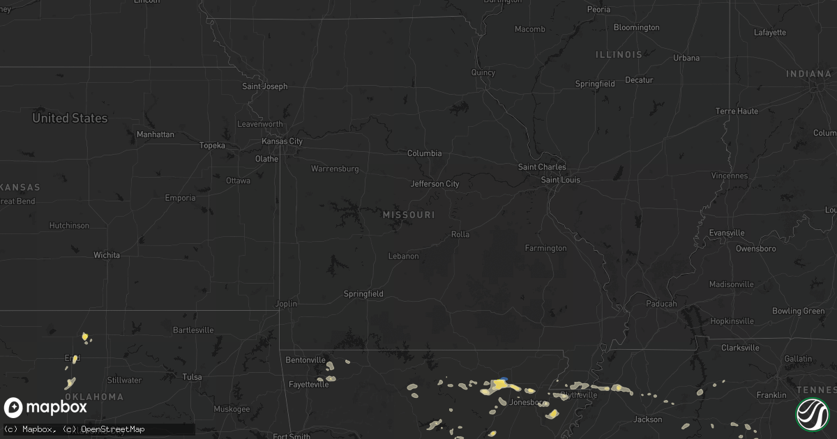 Hail map in Missouri on July 11, 2026