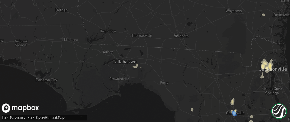 Hail map in Monticello, FL on July 11, 2026