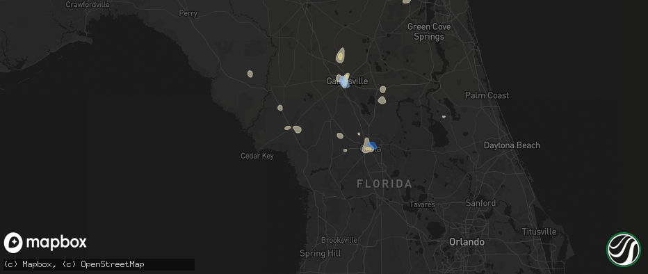 Hail map in Morriston, FL on July 11, 2026