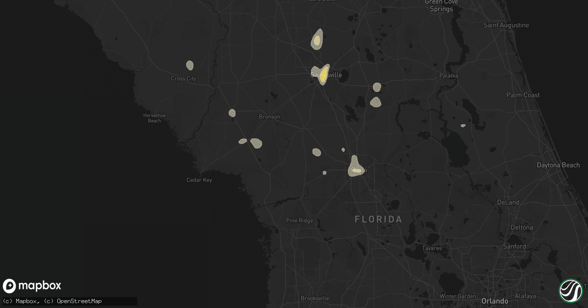 Hail map in Morriston, FL on July 11, 2026