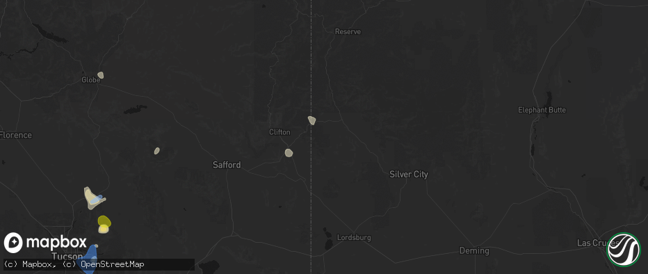 Hail map in Mule Creek, NM on July 11, 2026