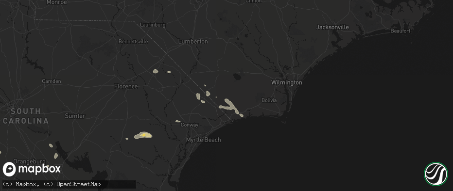 Hail map in Nakina, NC on July 11, 2026
