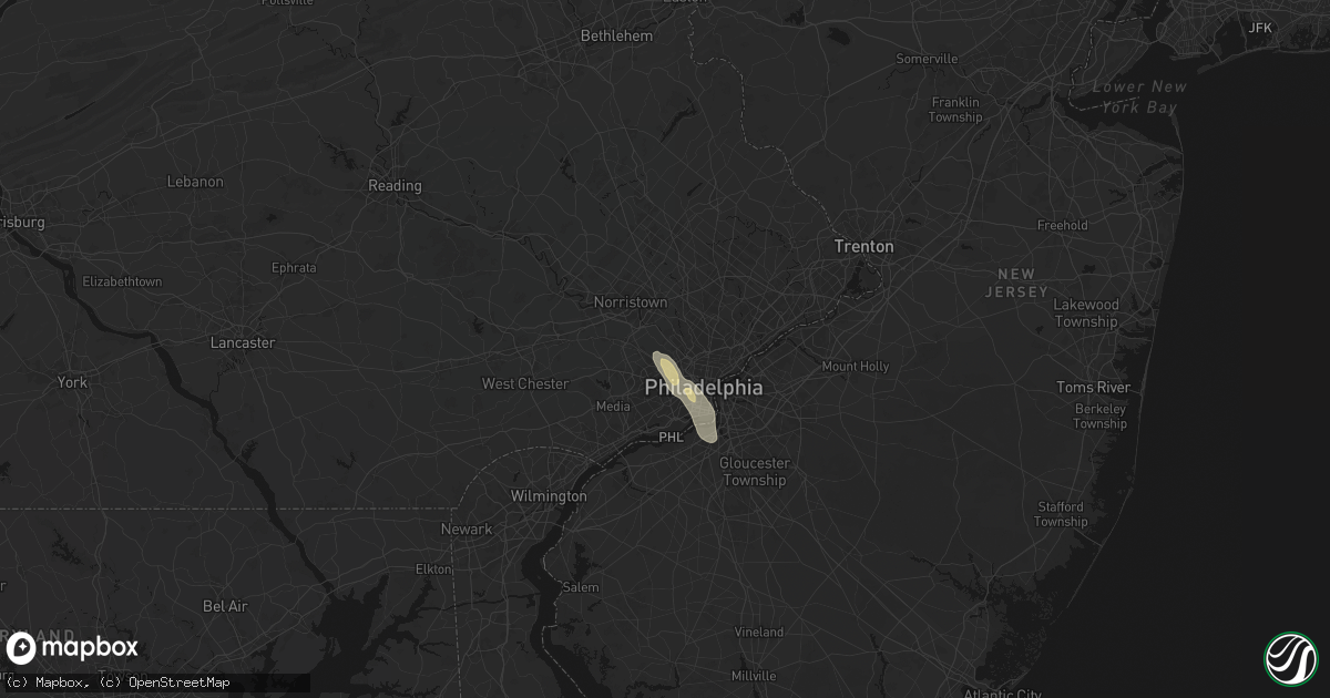Hail map in Narberth, PA on July 11, 2026