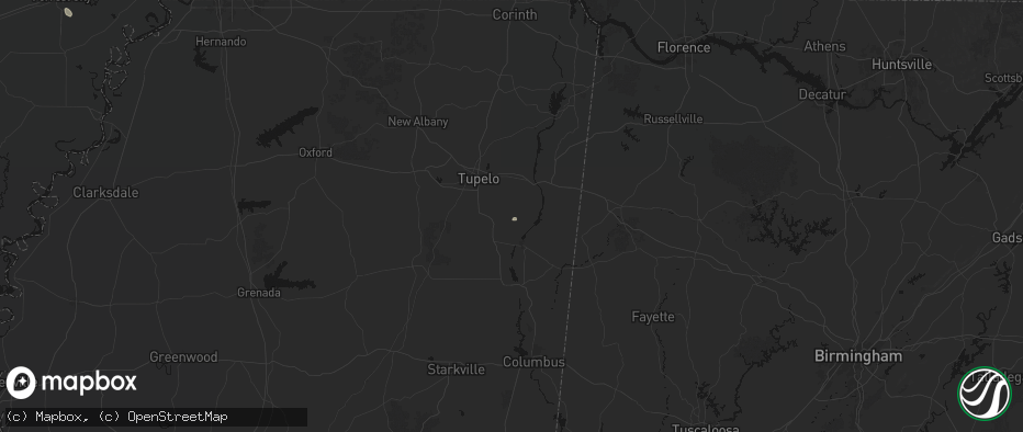 Hail map in Nettleton, MS on July 11, 2026