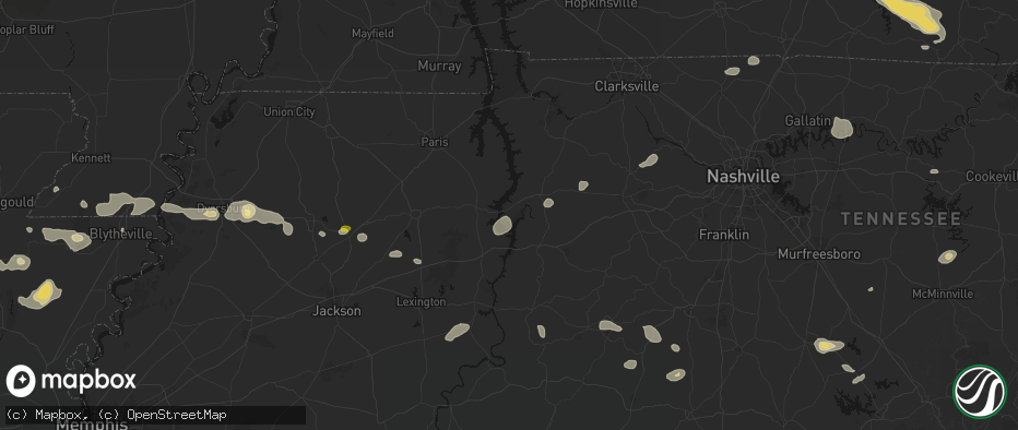 Hail map in New Johnsonville, TN on July 11, 2026