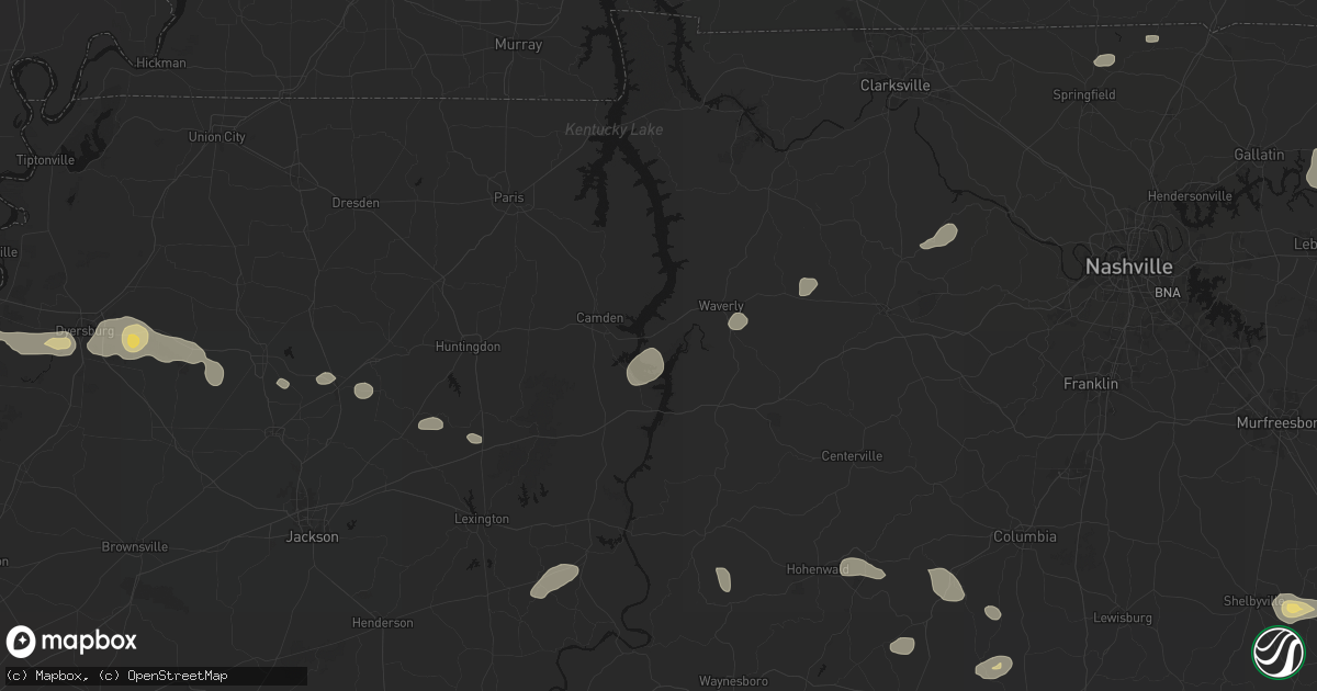 Hail map in New Johnsonville, TN on July 11, 2026
