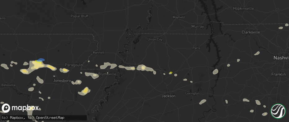 Hail map in Newbern, TN on July 11, 2026