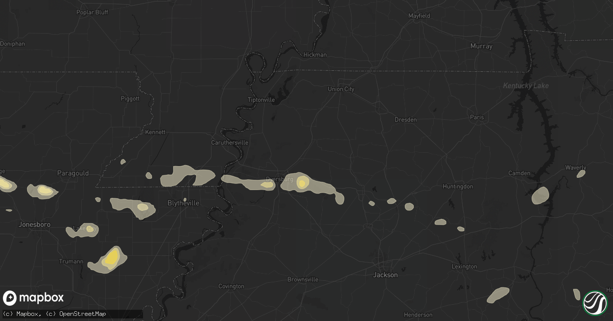 Hail map in Newbern, TN on July 11, 2026