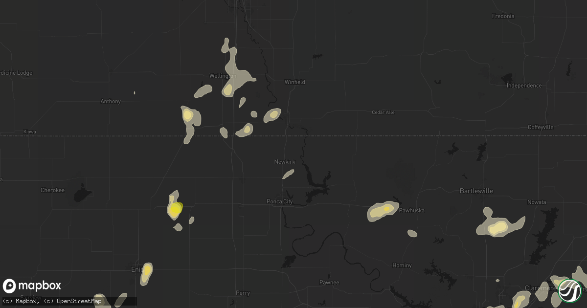 Hail map in Newkirk, OK on July 11, 2026