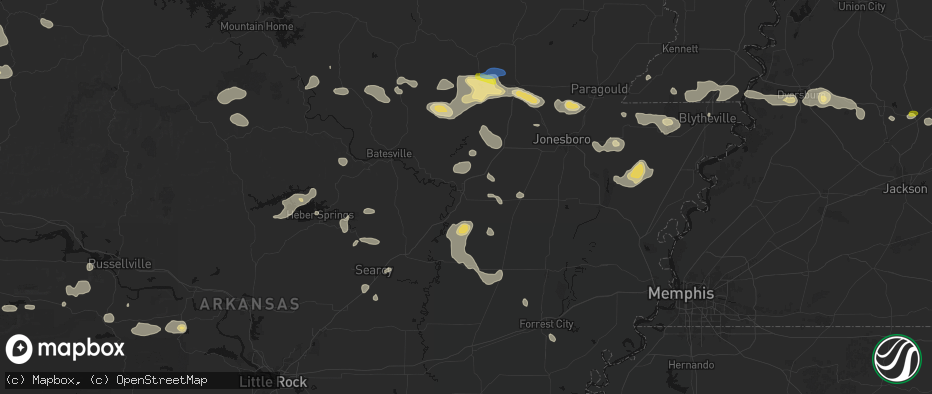 Hail map in Newport, AR on July 11, 2026
