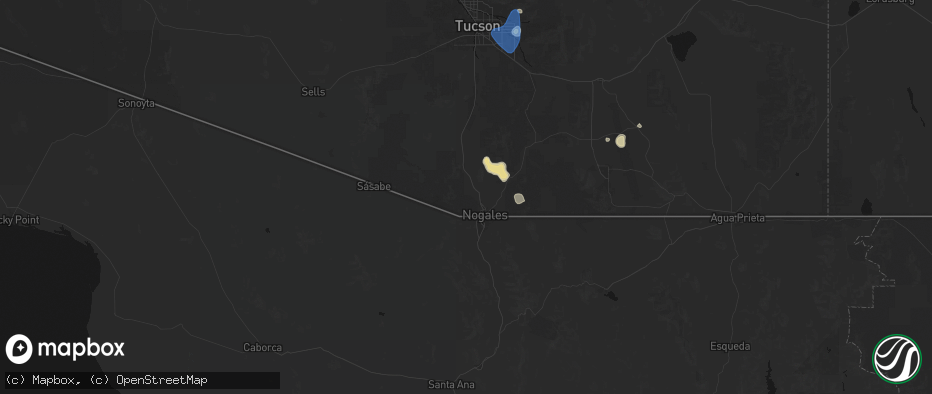 Hail map in Nogales, AZ on July 11, 2026