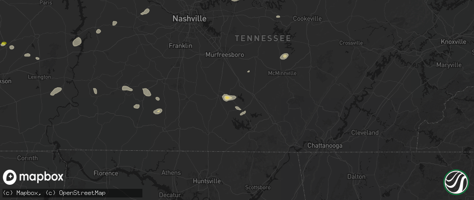 Hail map in Normandy, TN on July 11, 2026
