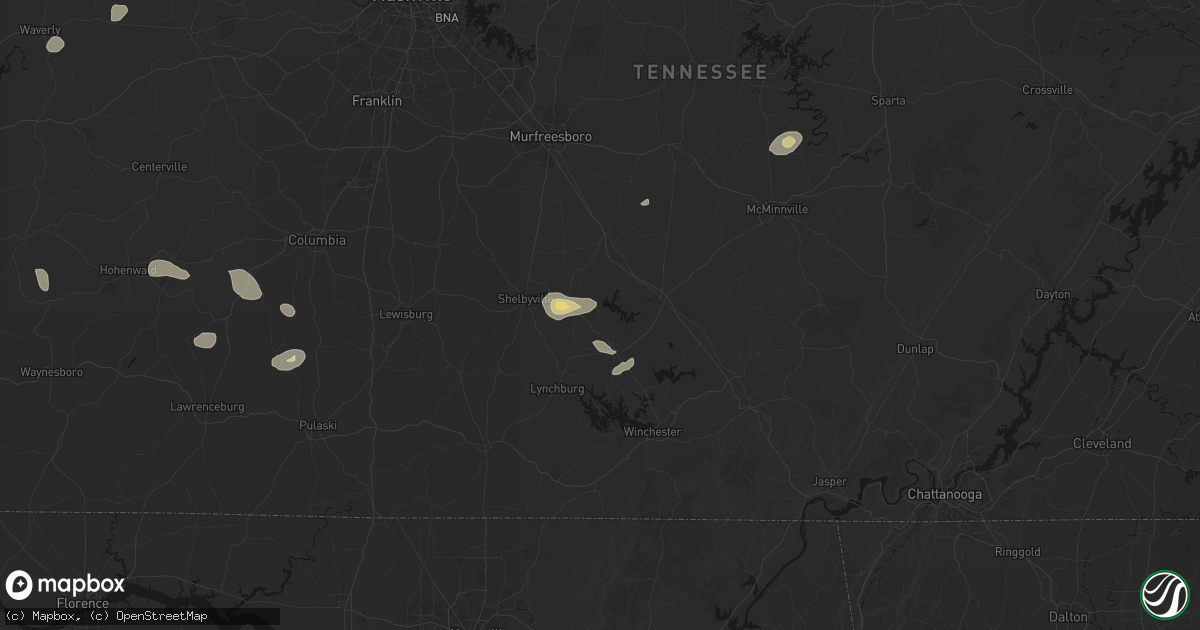 Hail map in Normandy, TN on July 11, 2026