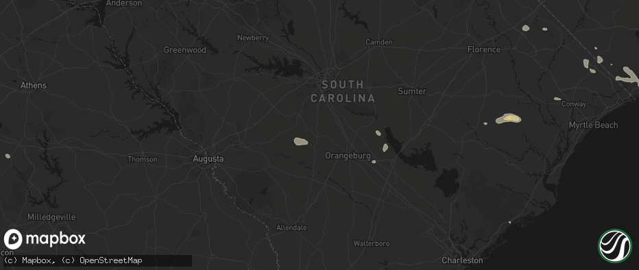 Hail map in North, SC on July 11, 2026