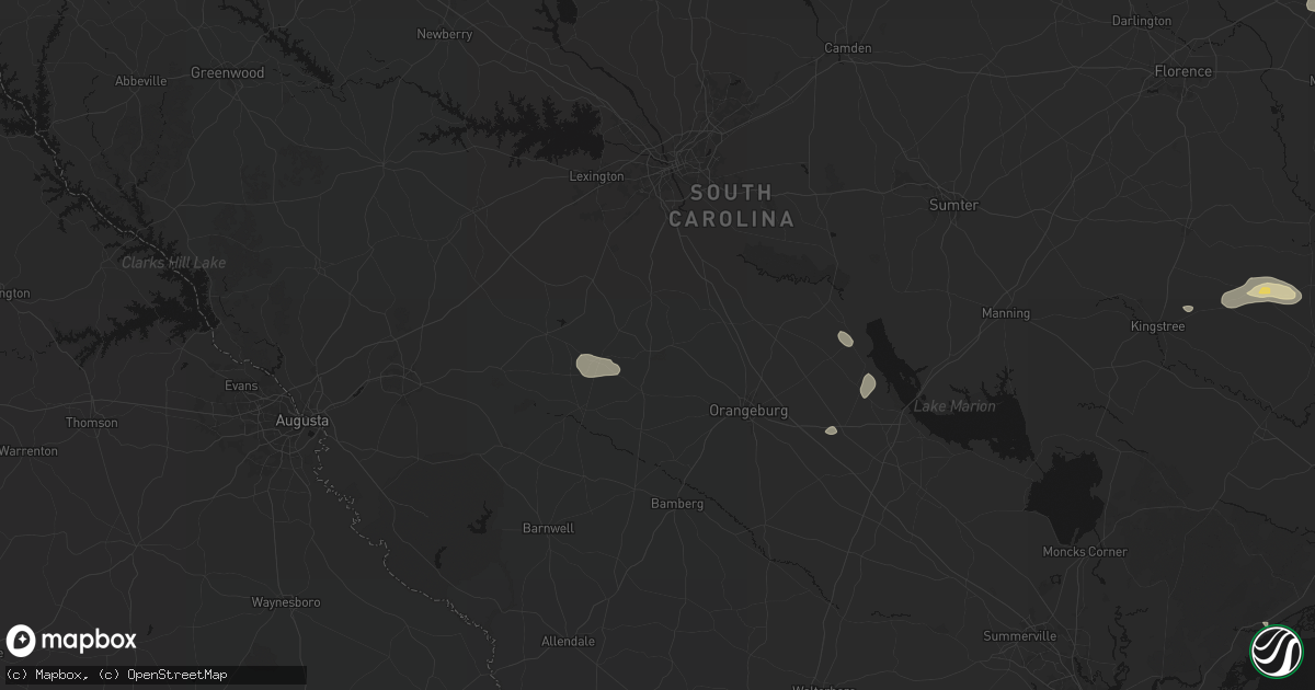 Hail map in North, SC on July 11, 2026