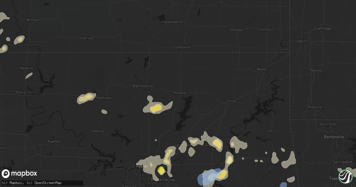 Hail map in Nowata, OK on July 11, 2026