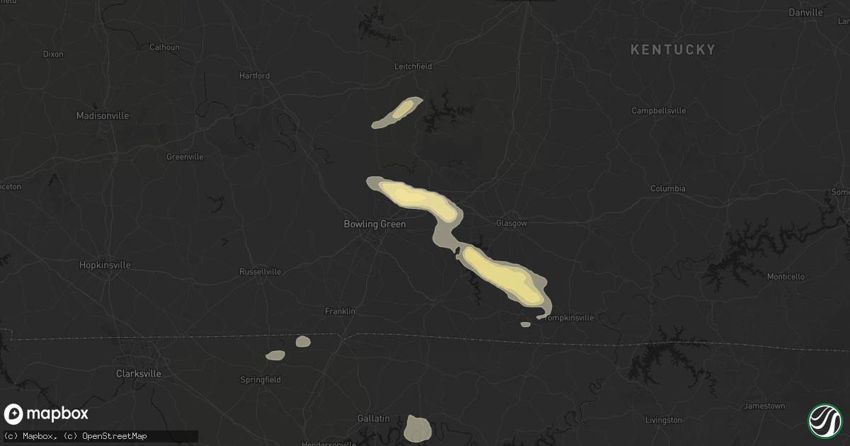 Hail map in Oakland, KY on July 11, 2026