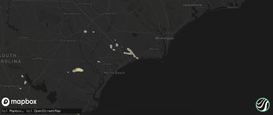 Hail map in Ocean Isle Beach, NC on July 11, 2026