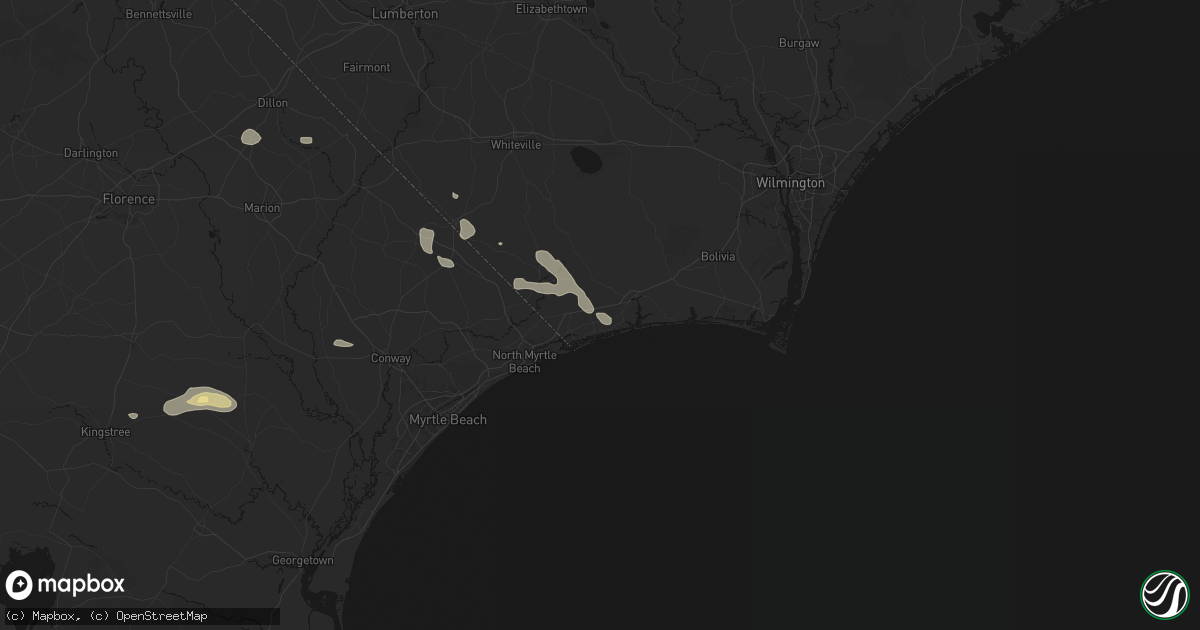 Hail map in Ocean Isle Beach, NC on July 11, 2026