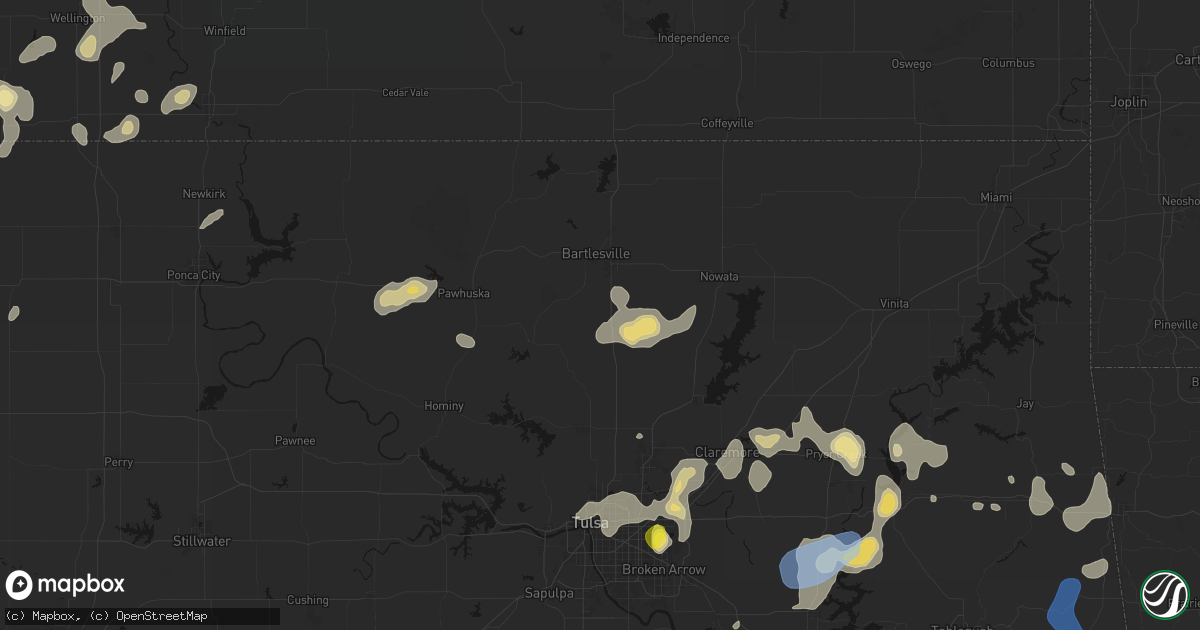 Hail map in Ochelata, OK on July 11, 2026