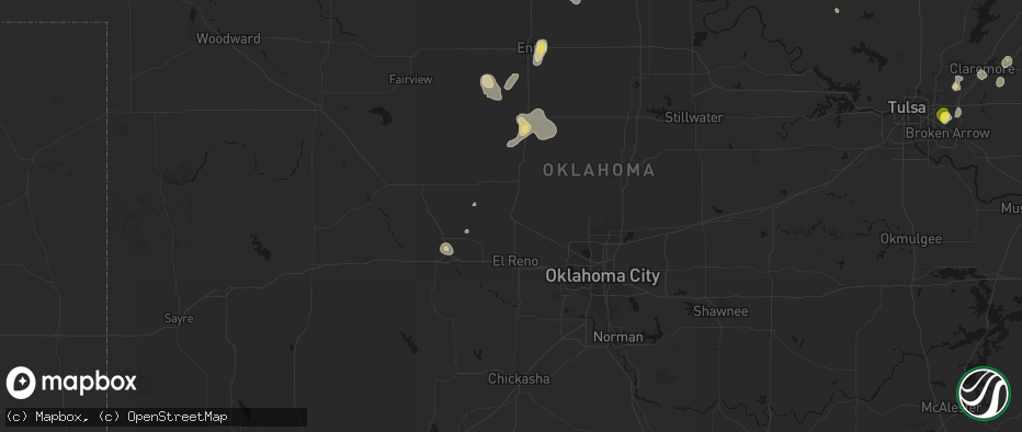 Hail map in Okarche, OK on July 11, 2026
