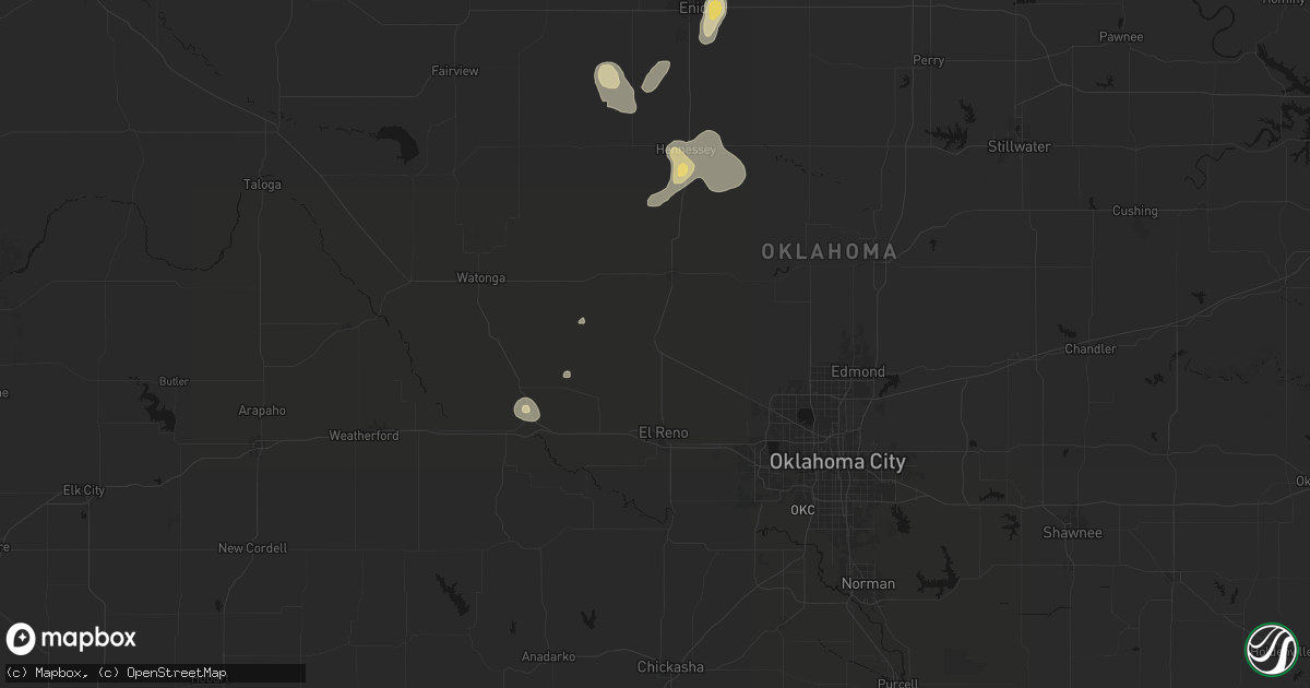 Hail map in Okarche, OK on July 11, 2026