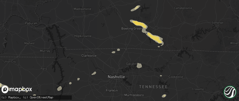 Hail map in Orlinda, TN on July 11, 2026