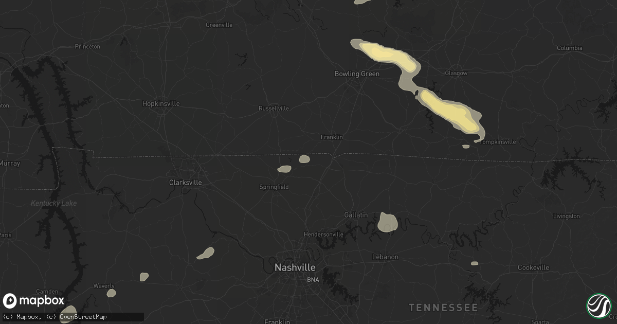 Hail map in Orlinda, TN on July 11, 2026