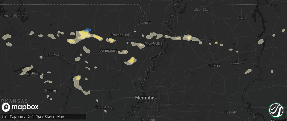 Hail map in Osceola, AR on July 11, 2026
