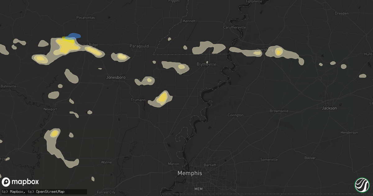 Hail map in Osceola, AR on July 11, 2026