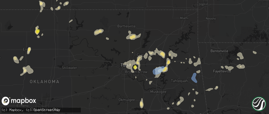 Hail map in Owasso, OK on July 11, 2026