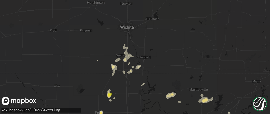 Hail map in Oxford, KS on July 11, 2026