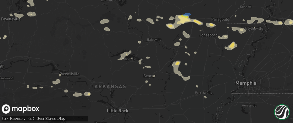 Hail map in Pangburn, AR on July 11, 2026