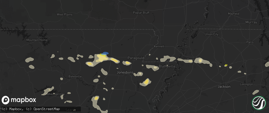 Hail map in Paragould, AR on July 11, 2026