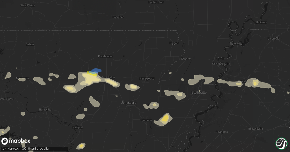 Hail map in Paragould, AR on July 11, 2026