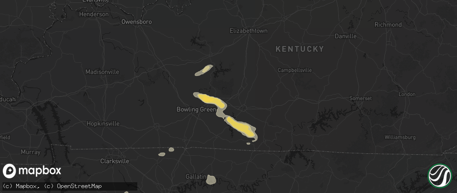 Hail map in Park City, KY on July 11, 2026