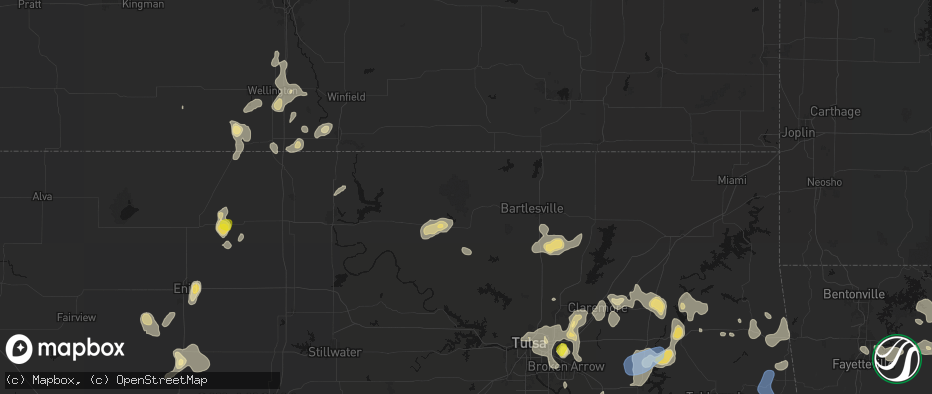 Hail map in Pawhuska, OK on July 11, 2026