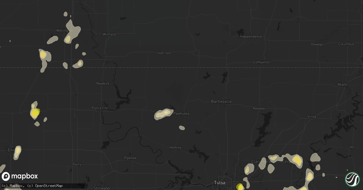 Hail map in Pawhuska, OK on July 11, 2026