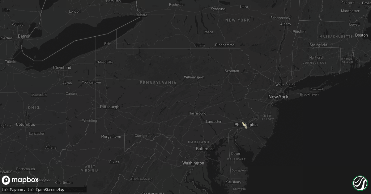 Hail map in Pennsylvania on July 11, 2026