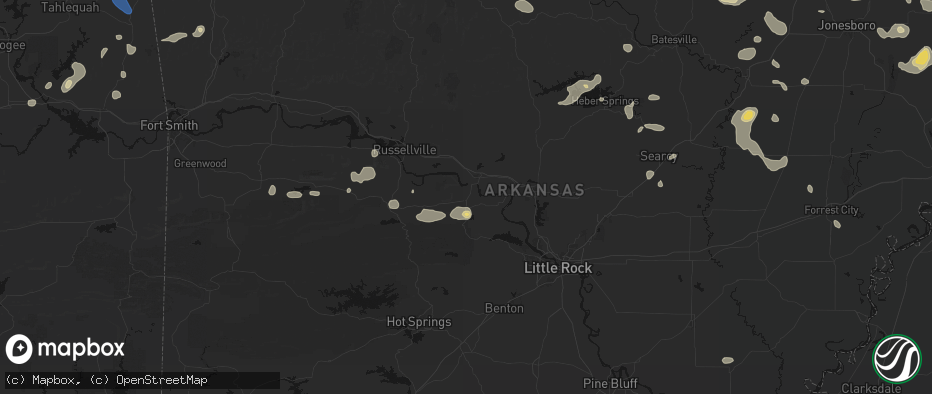 Hail map in Perry, AR on July 11, 2026
