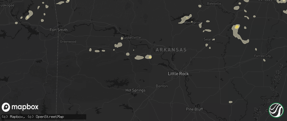 Hail map in Perryville, AR on July 11, 2026