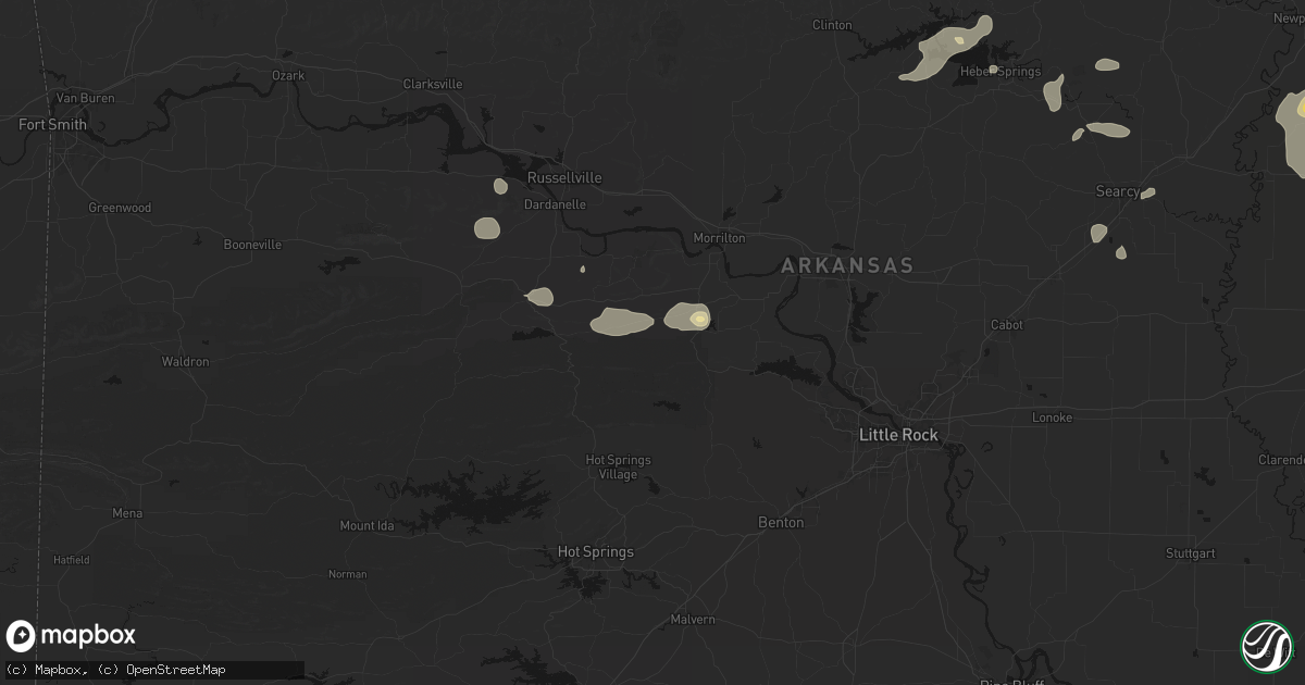 Hail map in Perryville, AR on July 11, 2026
